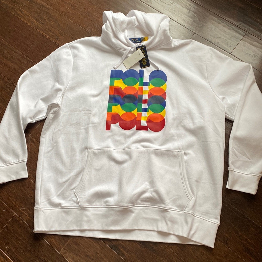 Polo Ralph Lauren men’s size 3XLT, NWT white spell out graphic hoodie